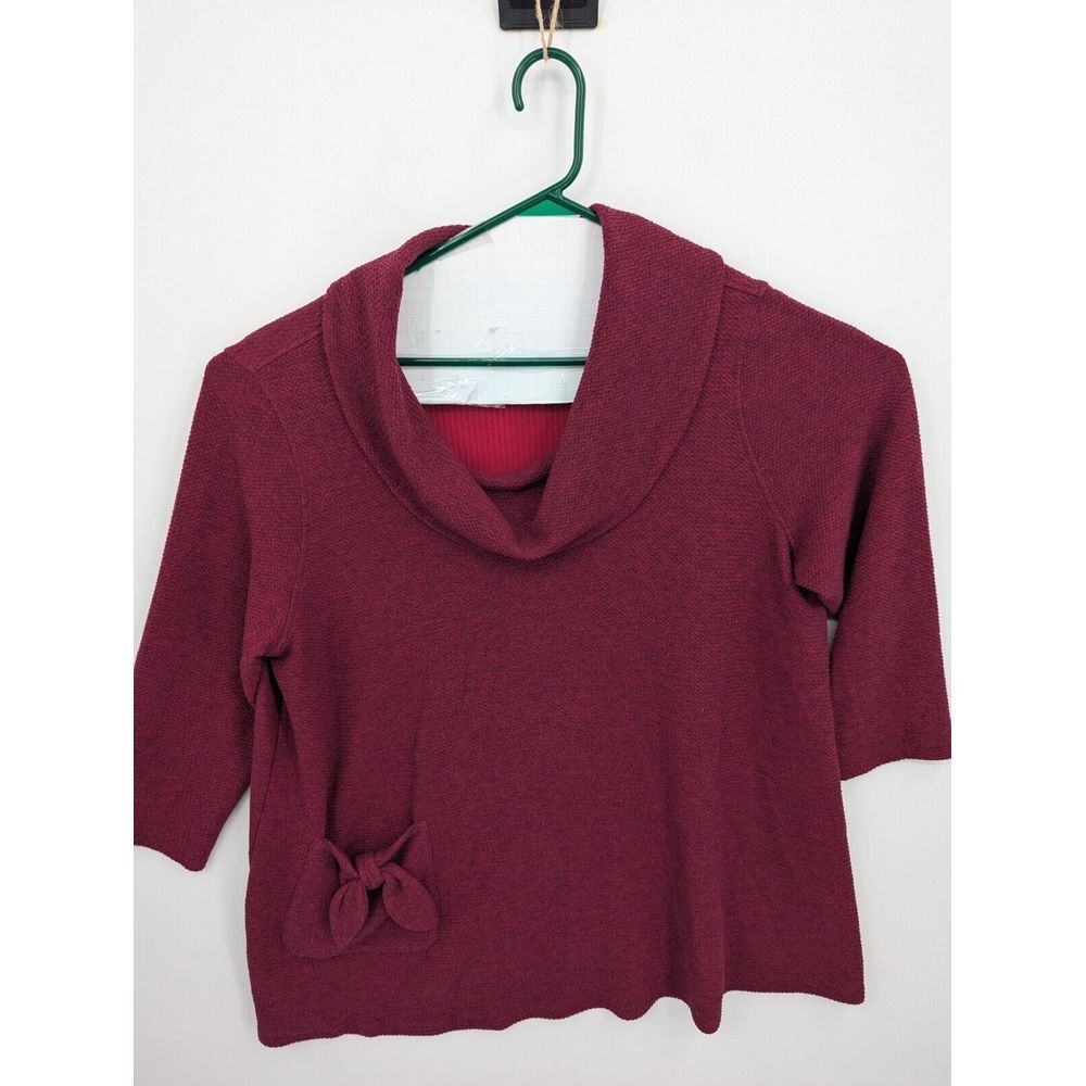 Ali Miles Women's Cowl Neck Red Tunic Sweater Size 1X Lagenlook Comfy Slouchy